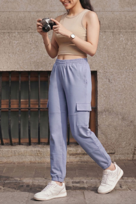 Buy Zivame Knit Cotton Loungewear Bottom - Silver Bullet